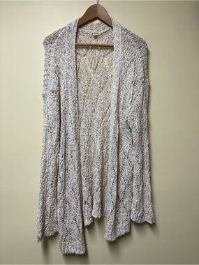 POL Open Boho Knit Duster Festival Cardigan Cream - Large